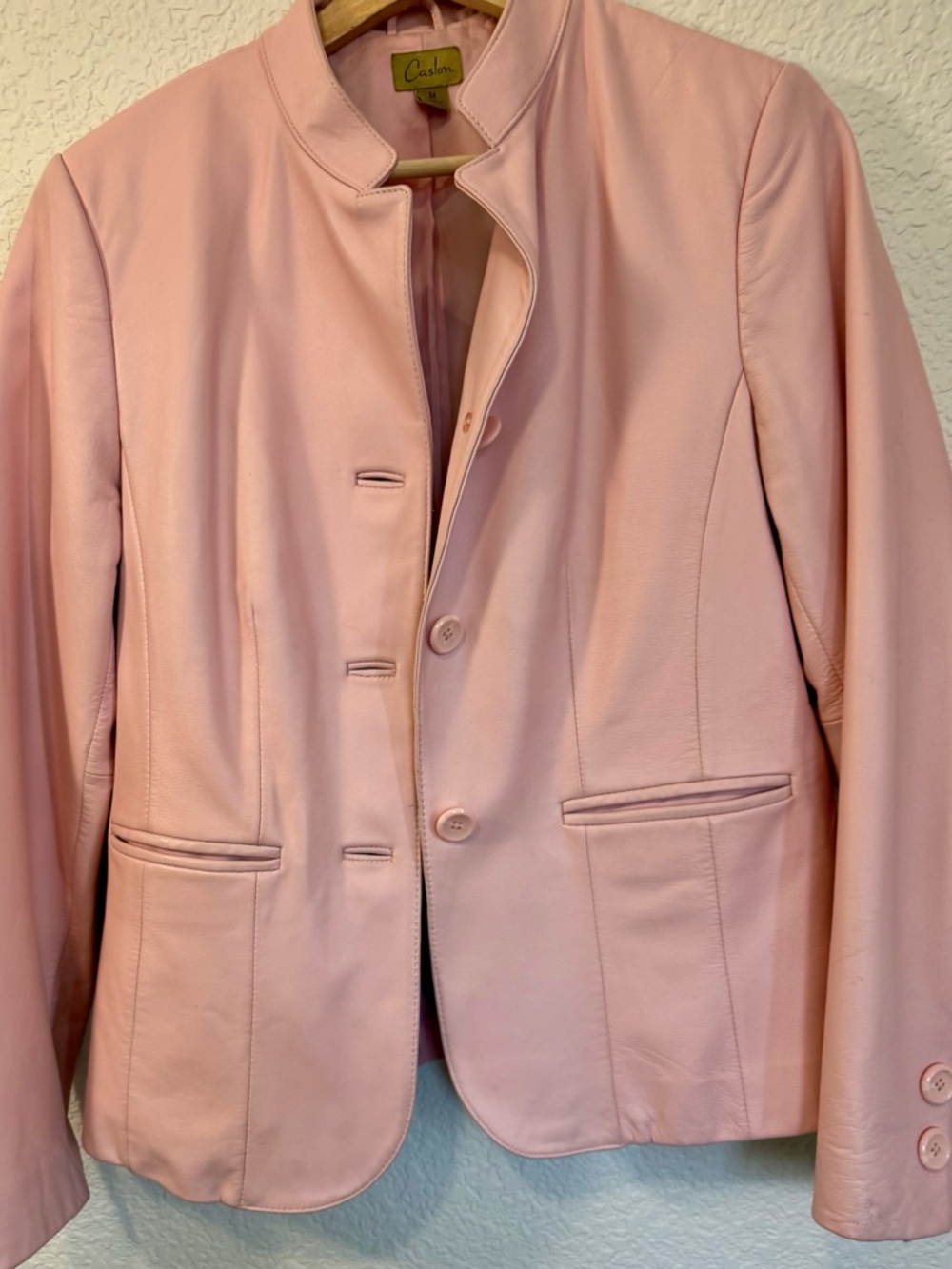 Caslon Genuine Soft Leather Jacket | Blush Pink | Luxe Spring Blazer | M - Picture 8 of 13